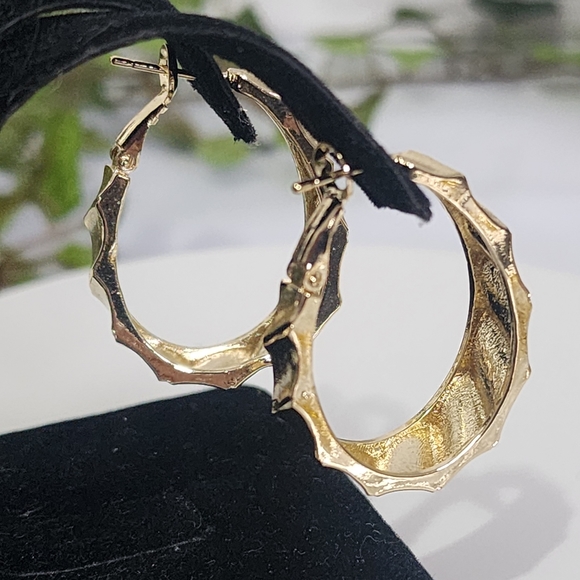 18k Gold Filled Chunky Oval Hoop Earrings New - Picture 5 of 8
